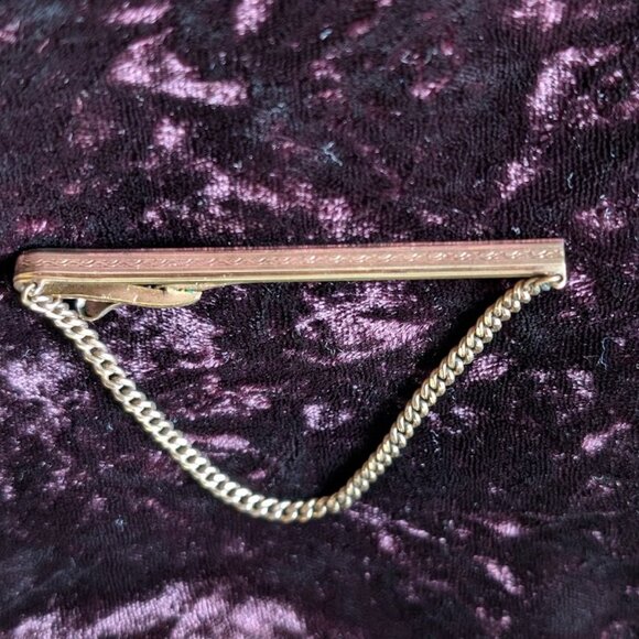 Classic Vintage HICKOK Tie Bar Clip - 10K Gold Plated with Chain, Excellent Gift - Picture 10 of 16